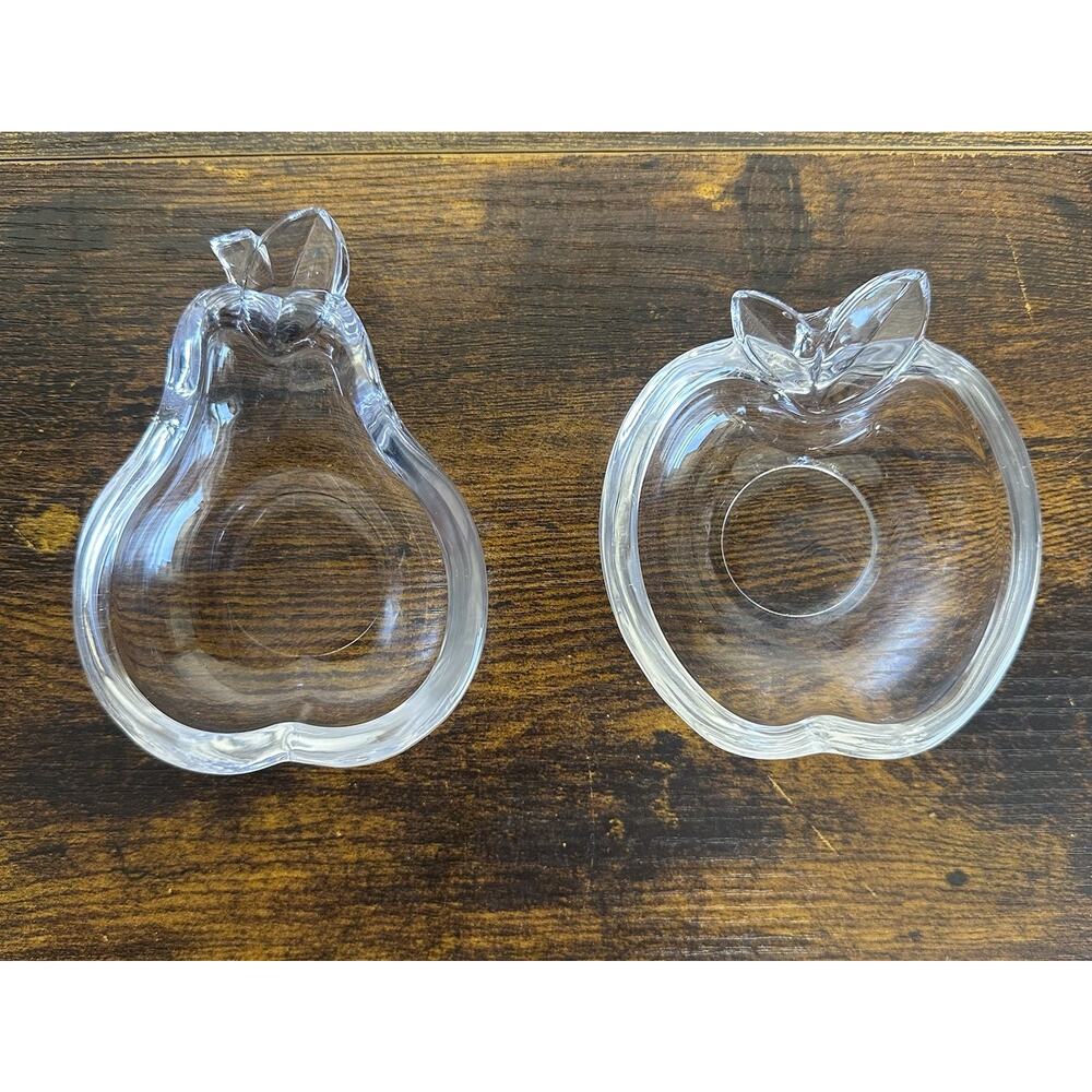 Vintage Studio Nova Japan Crystal Glass Apple + Pear Small Fruit Dish Set Of 2